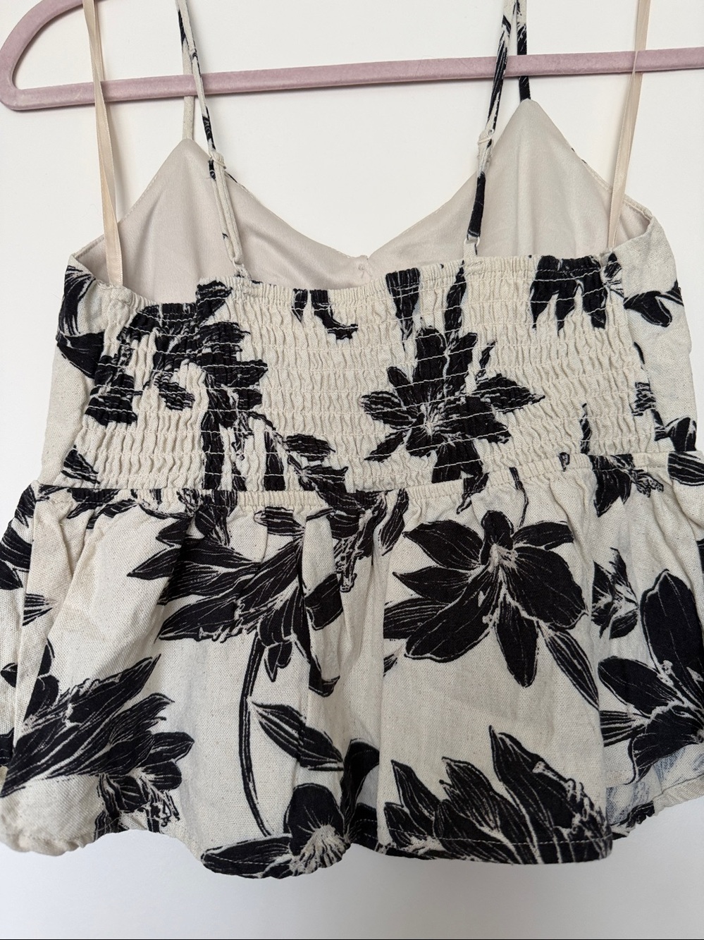 Monteau Cream & Black Floral Peplum Tank Top - Picture 3 of 3